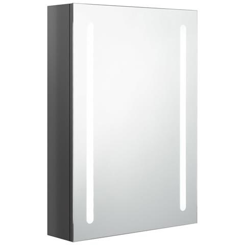 Armadietto Bagno con Specchio e LED Grigio Lucido 50x13x70 cm - Foto 1