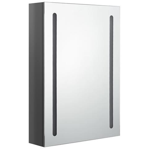 Armadietto Bagno con Specchio e LED Grigio Lucido 50x13x70 cm - Foto 8