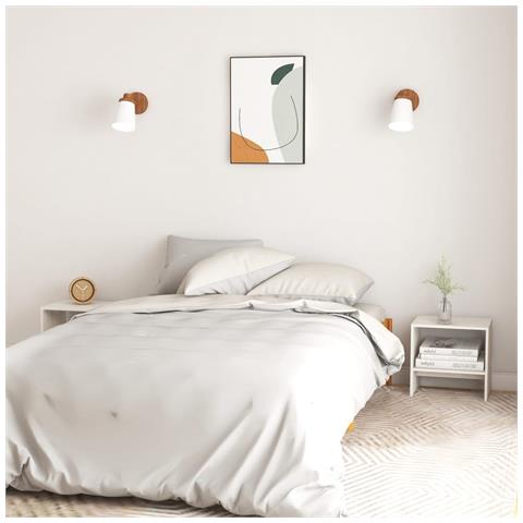 Comodini 2 Pz Bianchi 40x30,5x40 Cm In Legno Massello Di Pino - Foto 2