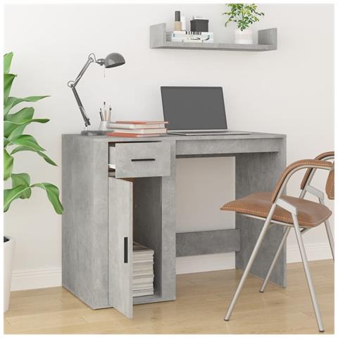 Scrivania Grigio Cemento 100x49x75 Cm In Legno Multistrato - Foto 2