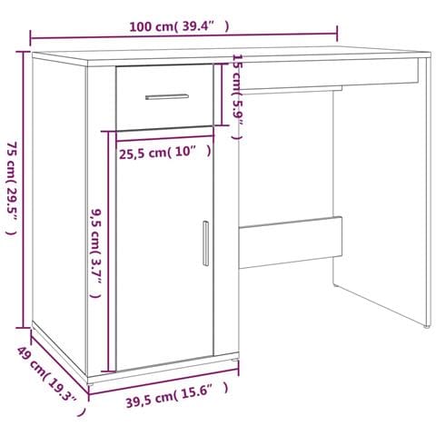 Scrivania Grigio Cemento 100x49x75 Cm In Legno Multistrato - Foto 7