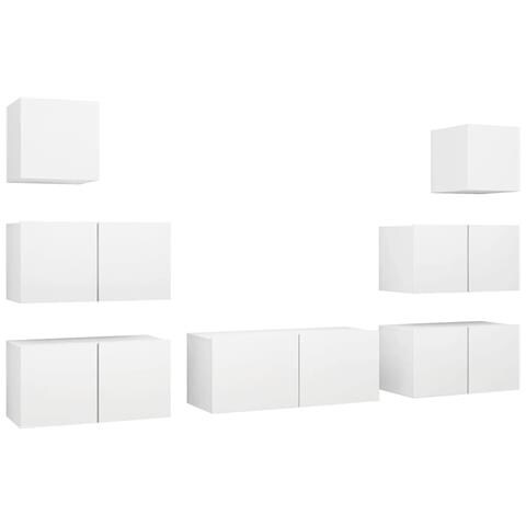 Set Mobili Porta TV 7 pz Bianco in Legno Multistrato - Foto 1