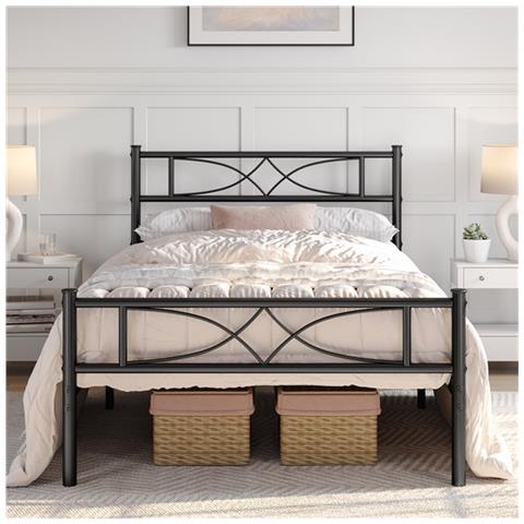 Letti Singoli In Metallo Yaheetech 90x190cm - Set Di 2 Con Testiera Moderna - Foto 13