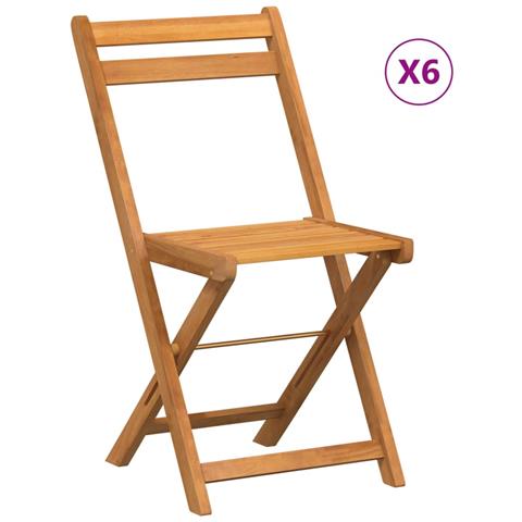 Sedie Pieghevoli Da Bistrò 6 Pz In Legno Massello Di Acacia - Foto 2