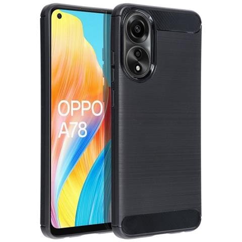 Custodia B-case Tpu Silicone Cover Case Per Oppo A78 4g Carbon Metal Black - Foto 1