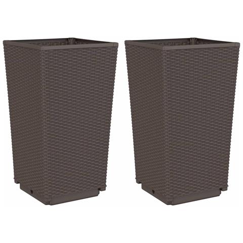 Fioriere Da Giardino 2 Pz Marrone 32,5x32,5x57 Cm In Pp - Foto 2