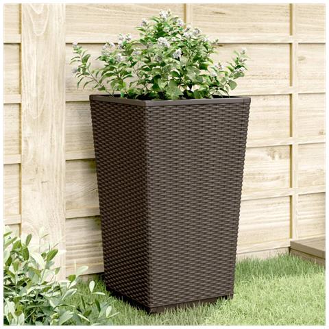 Fioriere Da Giardino 2 Pz Marrone 32,5x32,5x57 Cm In Pp - Foto 1