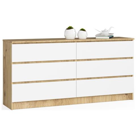 Cassettiera K160, 6 cassetti, 160x40x77 cm, Colore Quercia Artisan e Bianco - Foto 1