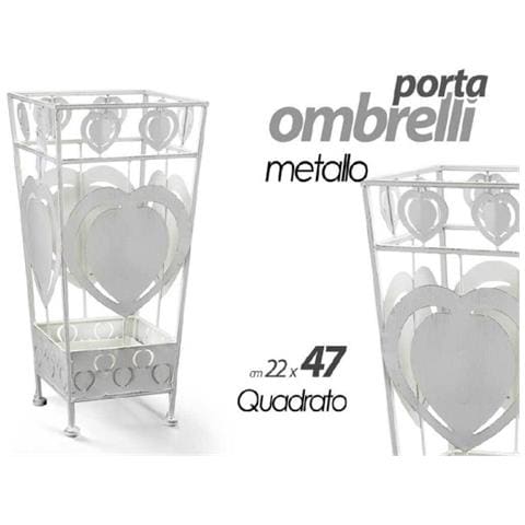 Trade Shop - Portaombrelli Metallo Cuore Quadrato Moderno Design Casa Studio 22x47cm 657818 - Foto 1