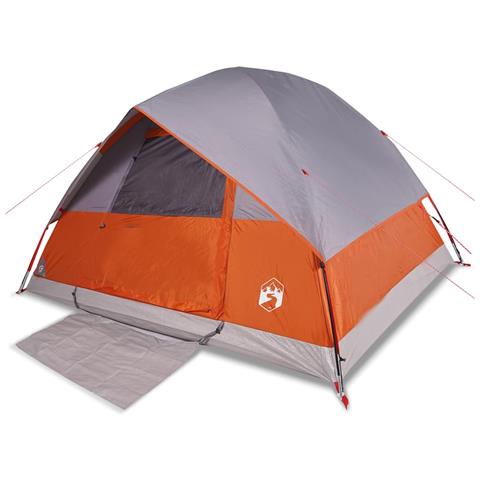 Tenda Familiare a Cupola 6 Persone Arancione Impermeabile - Foto 2