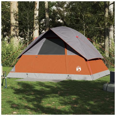 Tenda Familiare a Cupola 6 Persone Arancione Impermeabile - Foto 3