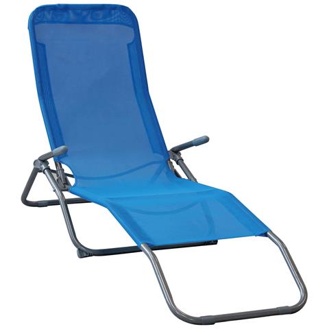 Sdraio Lettino Da Spiaggia In Acciaio E Textilene Con Braccioli Mayo - Blue - Foto 1