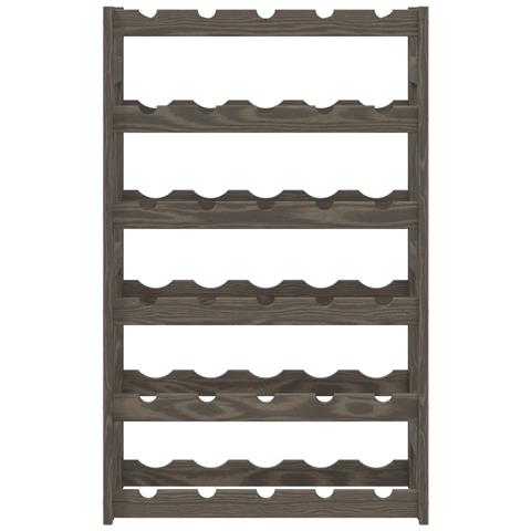 Portabottiglie Per 30 Bottiglie Grigio Legno Massello Di Pino - Foto 2