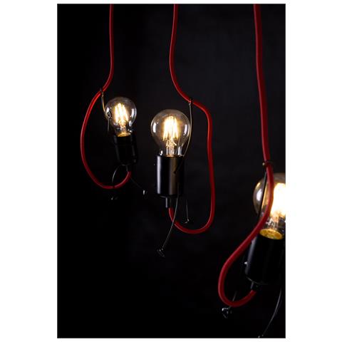 Sospensione 3 Luci Moderna Bobi In Acciaio Nero E Cavi Rossi A Figura Umana - Foto 6