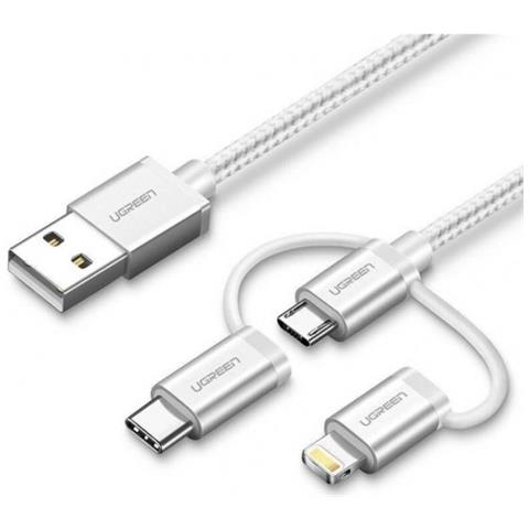 50203 Cavo Usb Usb 2.0 1,5 M Usb A Usb C /micro-usb B /lightning Bianco - Foto 1
