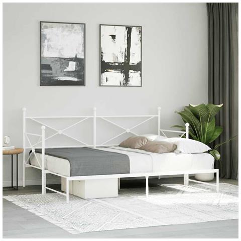 Divano Letto Estraibile Senza Materasso Bianco 90x190cm Acciaio - Foto 3