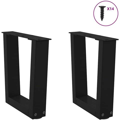Gambe Per Tavolo Da Pranzo A V 2 Pz Nero 30x(30-31,3)cm Acciaio - Foto 3