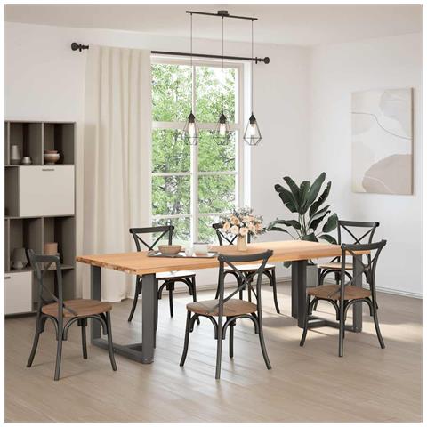 Gambe Tavolo Pranzo A T 2pz Antracite 90x35x(72-73)cm Acciaio - Foto 2