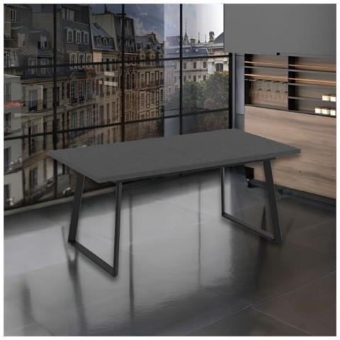 Tavolo Allungabile Lavinya Con Piano Colore Ossido E Gambe In Metallo Nero - Foto 1