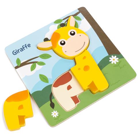 Puzzle Di Legno Per Bambini, 3 Pezzi. Design Giraffa. - Foto 3