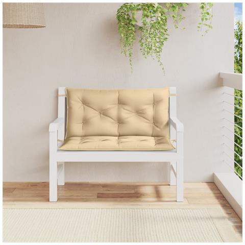 Cuscini Panca Giardino 2pz Beige Mélange 100x50x7cm Tessuto - Foto 2