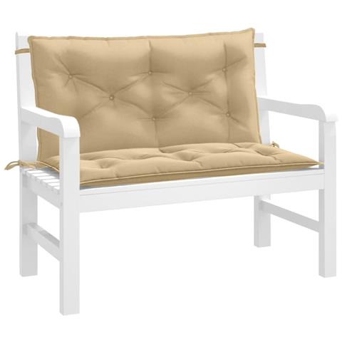 Cuscini Panca Giardino 2pz Beige Mélange 100x50x7cm Tessuto - Foto 8