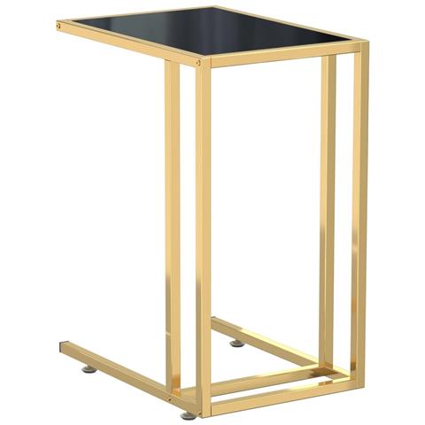 Tavolino Per Computer Nero 50x35x65 Cm In Vetro Temperato - Foto 1