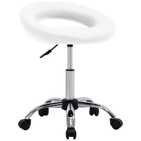 Lusso Casadino -  Sedia Da Lavoro Con Ruote Bianca In Similpelle - Foto 2
