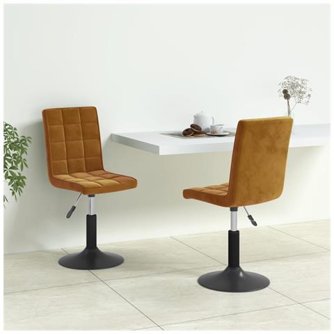 Lusso Casadino -  Sedie Da Pranzo Girevoli 2 Pz Marroni In Velluto - Foto 8