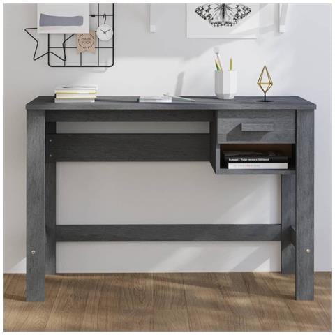 Scrivania Hamar Grigio Scuro 110x40x75 Cm In Legno Di Pino - Foto 8