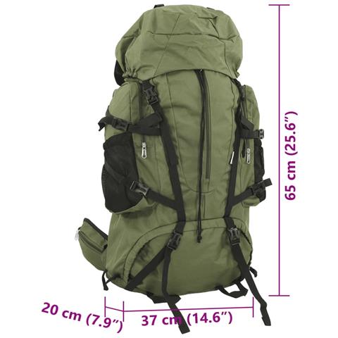 Zaino da Trekking Verde Militare 60 L in Tessuto Oxford - Foto 8