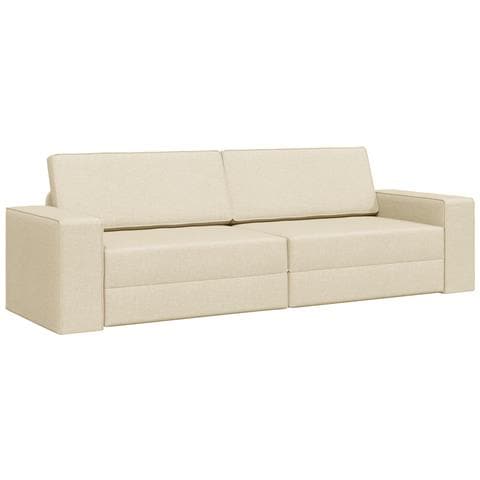 Divano Letto 2-in-1 Panna 245x150x60.5 cm Tessuto - Foto 1