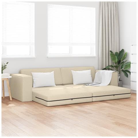 Divano Letto 2-in-1 Panna 245x150x60.5 cm Tessuto - Foto 2