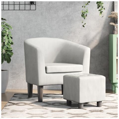 Poltrona a Pozzetto con Poggiapiedi Bianca in Similpelle - Foto 2