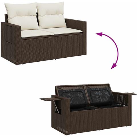 Set Divano da Giardino 6 pz con Cuscini Marrone in Polyrattan - Foto 9