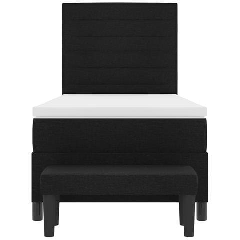 Letto Box Spring con Materasso e Panchina Nero 80x200 cm Tessuto - Foto 9