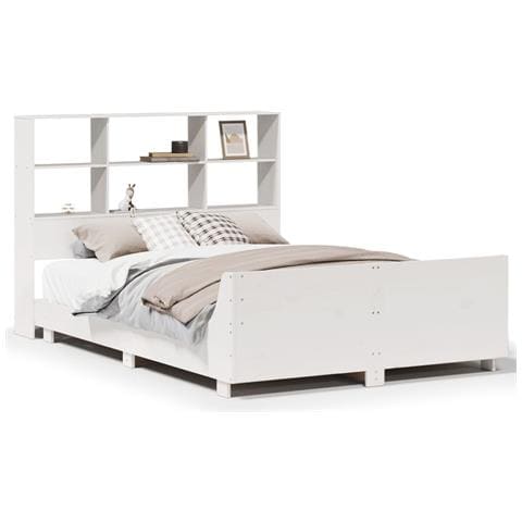Letto senza Materasso Bianco 120x190 cm Legno Massello di Pino - Foto 1