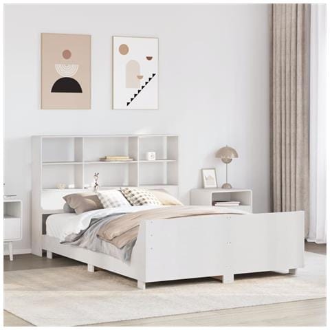 Letto senza Materasso Bianco 120x190 cm Legno Massello di Pino - Foto 2