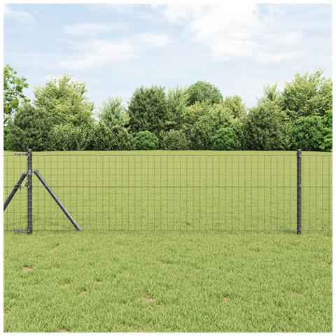 Posti di Recinzione 7 pz Grigio Ø32 mm 100 cm Acciaio Galvanizzato - Foto 2