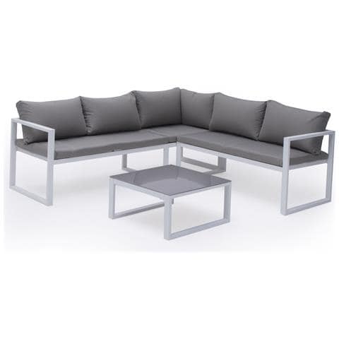 Set Di Mobili Da Giardino Modulari Ibiza In Tessuto Grigio 4 Posti - Alluminio Bianco - Foto 1