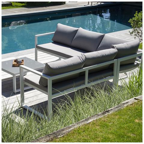 Set Di Mobili Da Giardino Modulari Ibiza In Tessuto Grigio 4 Posti - Alluminio Bianco - Foto 7
