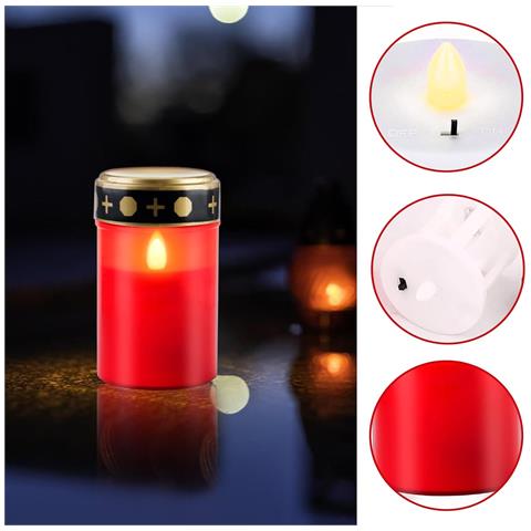 Vegena Lumini Led Per Lapidi 5 Pezzi Impermeabili Fiamma Realistica Rosso - Foto 2