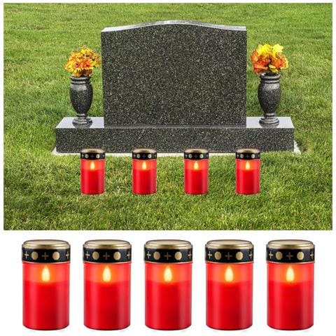 Vegena Lumini Led Per Lapidi 5 Pezzi Impermeabili Fiamma Realistica Rosso - Foto 5