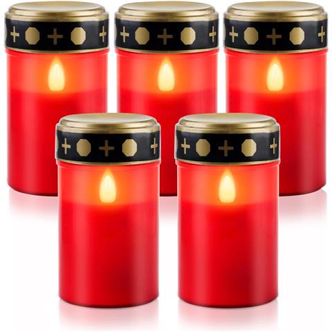 Vegena Lumini Led Per Lapidi 5 Pezzi Impermeabili Fiamma Realistica Rosso - Foto 1