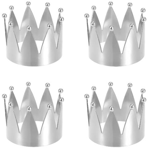 Uxcell Set Di 4 Portatovaglioli Argentati A Forma Di Corona - Foto 2