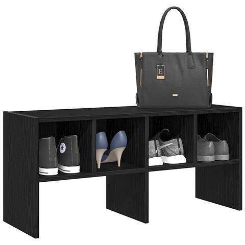 Scarpiera Impilabile Rovere Nero 89,5x30x40 cm - Foto 2