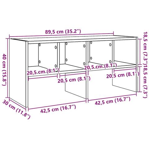 Scarpiera Impilabile Rovere Nero 89,5x30x40 cm - Foto 9