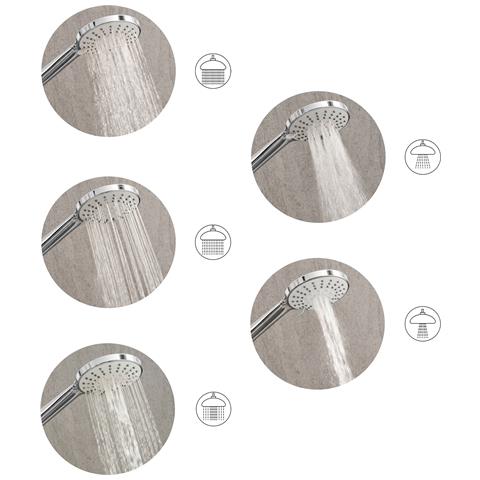 Kit Doccia Con Soffione E Flessibile Uchiza 5 Funzioni Argento - Foto 2