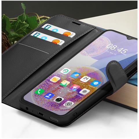 Custodia A Portafoglio Per Galaxy A23 4g / 5g Con Supporto E Linguetta Magnetica, Nero - Foto 5