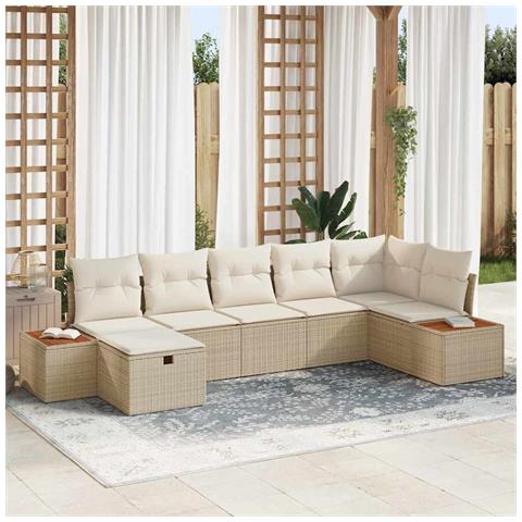 Set Divano da Giardino 7 pcs Beige 55 x 62 x 69 cm Poly Rattan - Foto 2